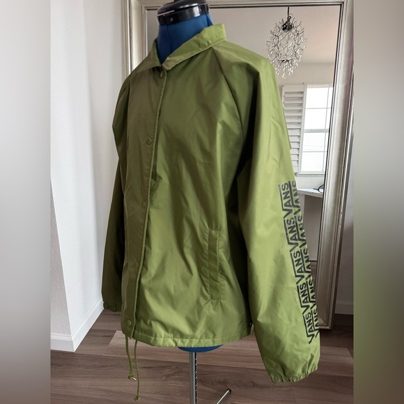 VANS Thanks Coach Jacket Olive Green Windbreaker Size XL - Picture 2 of 8